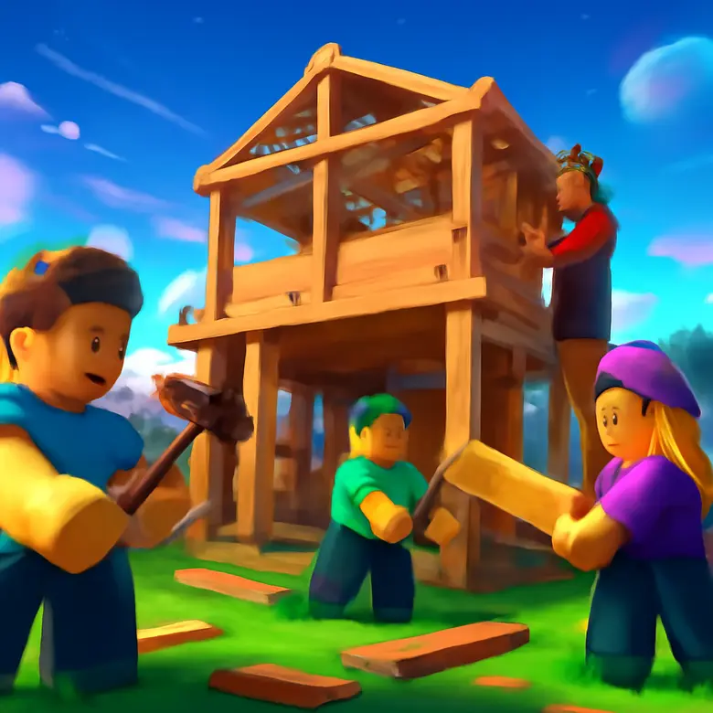 Multiplayer base building in 3008 with friends constructing a large shelter together