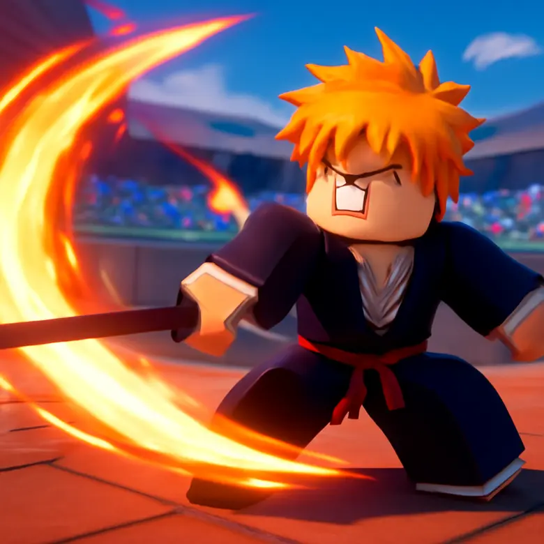 ABA gameplay showing Ichigo performing a combo in the arena