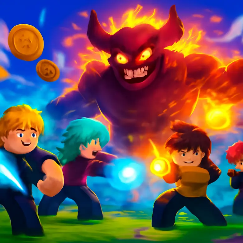 Anime Champions Simulator boss battle showing champions fighting a world boss for medal and Quirk drops
