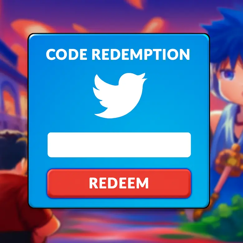 Code redemption screen in Anime Dimensions Simulator showing the Twitter icon and text input box
