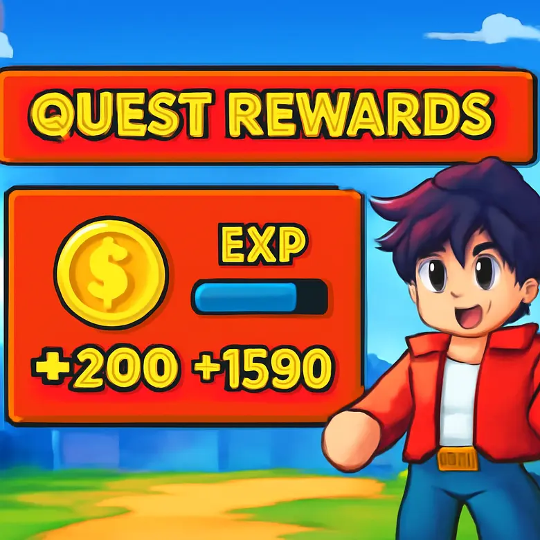Anime Final Quest quest rewards screen showing Yen and EXP payouts after completing a boss rush run