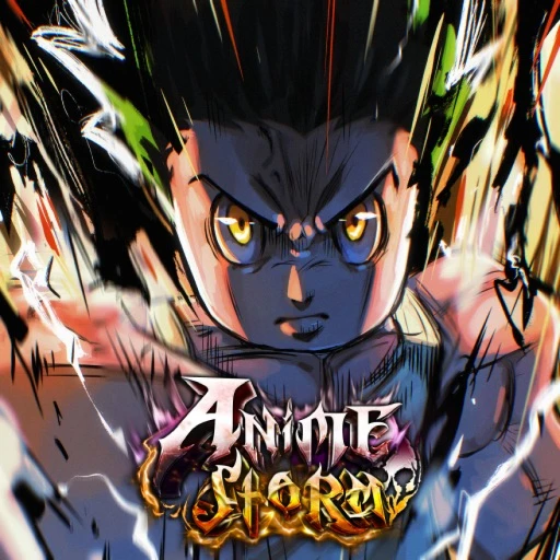 Anime Storm Simulator gameplay showing anime fighters in combat with special abilities and weapons
