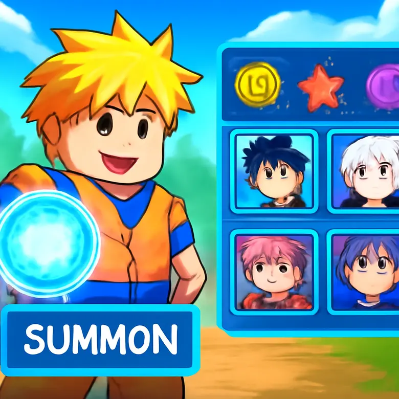 Anime World Tower Defense summoning screen and unit collection