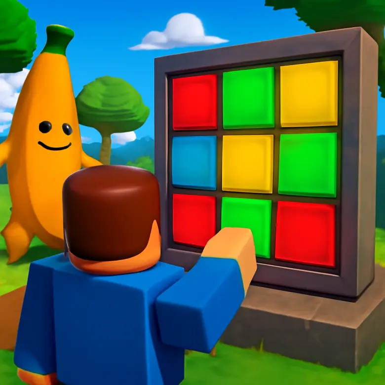 In-game view of a puzzle being solved while the Banana hunts nearby