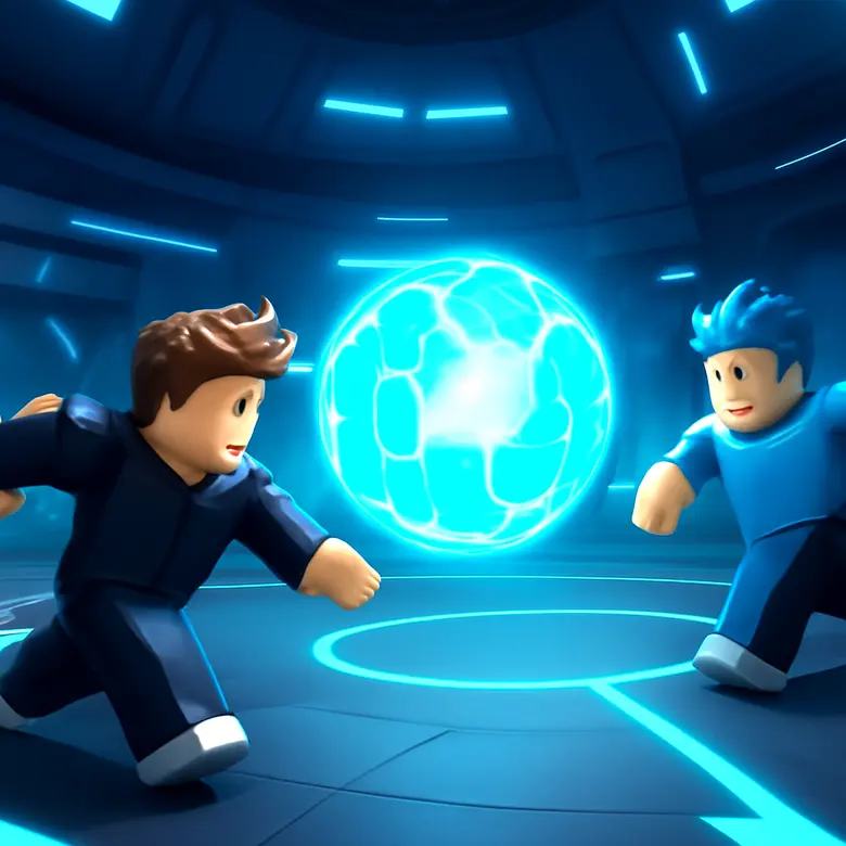 Blade Ball arena with players deflecting the homing ball