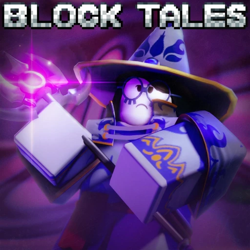Block Tales Roblox turn-based RPG combat scene with action command timing and colorful block characters