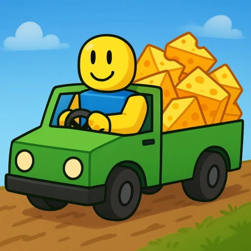 Cheese Factory Tycoon gameplay showing a fully upgraded cheese production line with droppers and conveyors