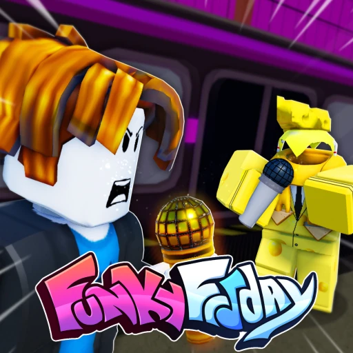 Funky Friday Roblox rhythm game — arrows flying down the screen during an intense 1v1 battle