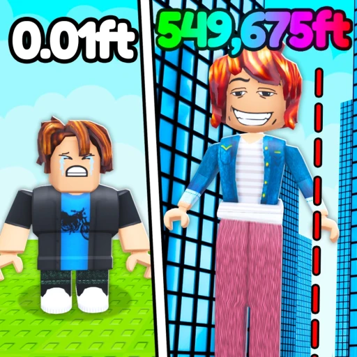 Get Tall and Fall on Roblox - player growing tall by eating food with companion pets in a colorful world