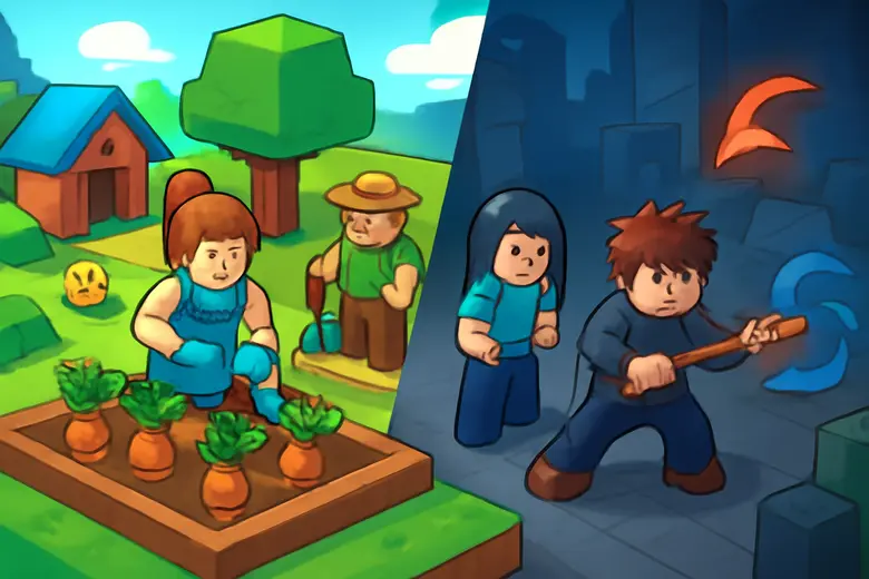 Grow a Garden vs Jujutsu Shenanigans  — Chill or Combat? illustration - Gameplay & Core Loop