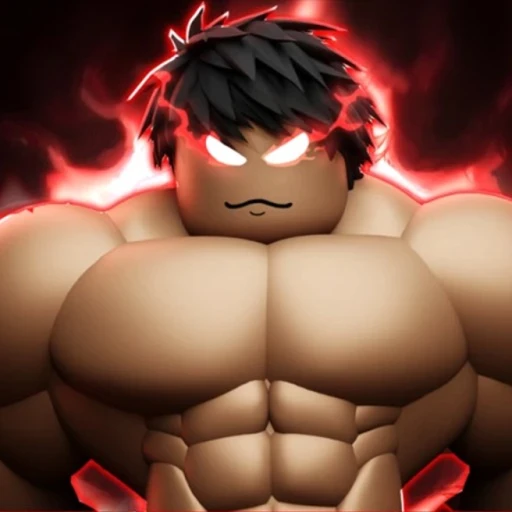 Gym League Roblox gameplay showing a muscular character training in the Jungle gym with competition arena in background