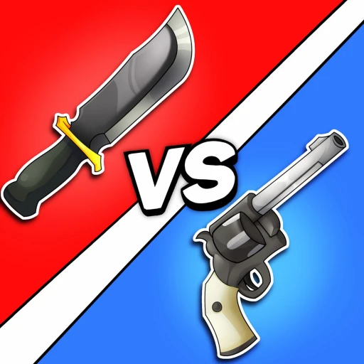 Knife VS Gun Duels gameplay showing players in an intense knife and gun duel on Roblox