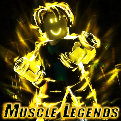 Muscle Legends Roblox gameplay showing a powerful character training strength at an advanced gym with other players fighting in the background