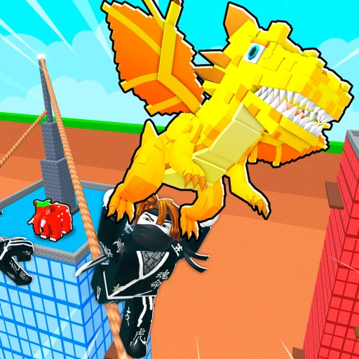 Parkour For Brainrots gameplay showing a player double jumping between buildings in the sky while collecting Brainrot characters