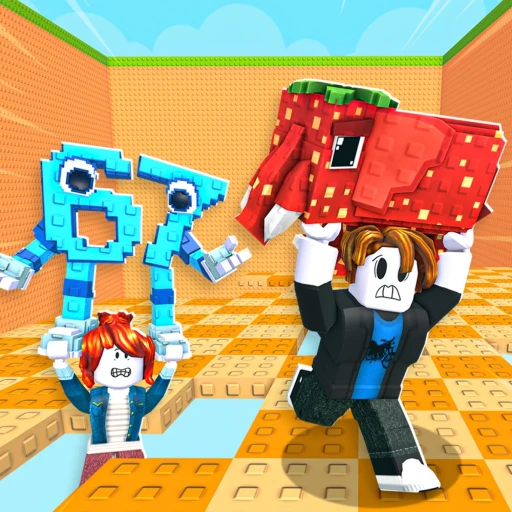 Run For Brainrots gameplay showing a player sprinting across falling platforms to collect brainrot meme characters