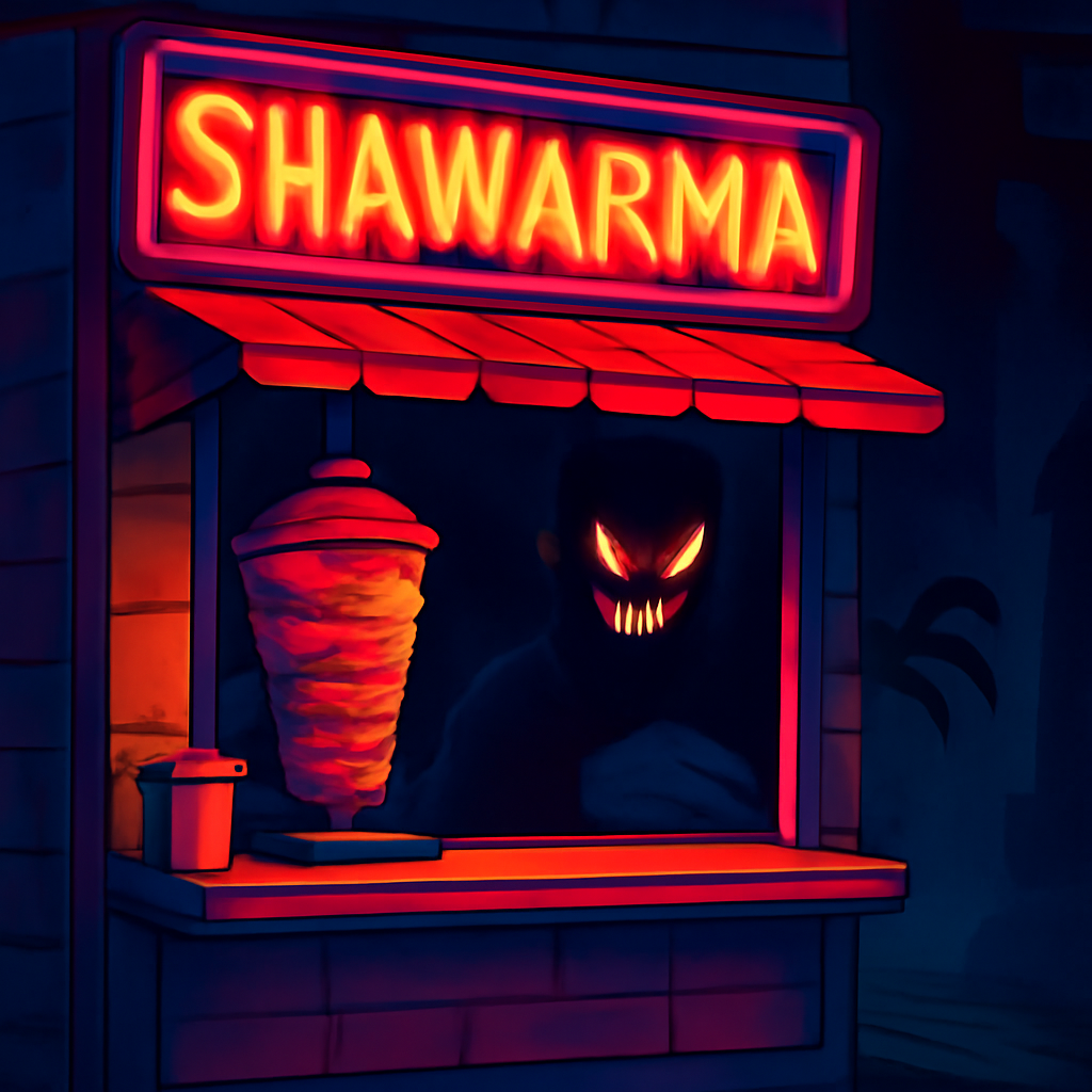 Scary Shawarma Kiosk — security camera showing anomaly detection