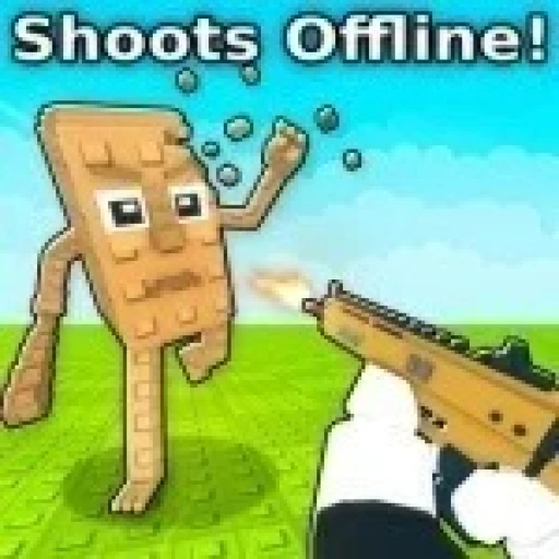 Shoot the Brainrots gameplay showing a player blasting brainrot creatures with upgraded weapons on Roblox