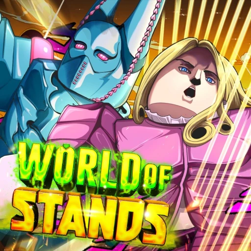 World of Stands Roblox game banner featuring JoJo-inspired Stand battles