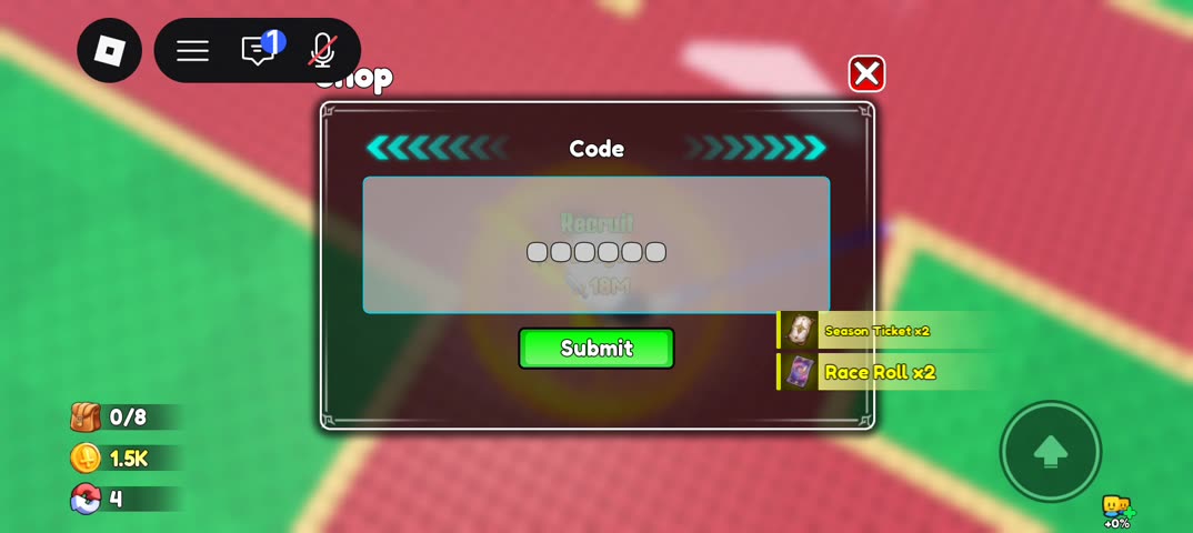 100000CCU code redeemed in +1 Loot To Forge